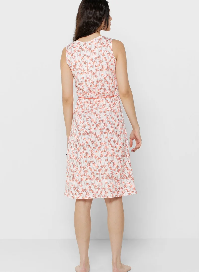U.S. Polo Assn. Tie Detail Printed Night Dress