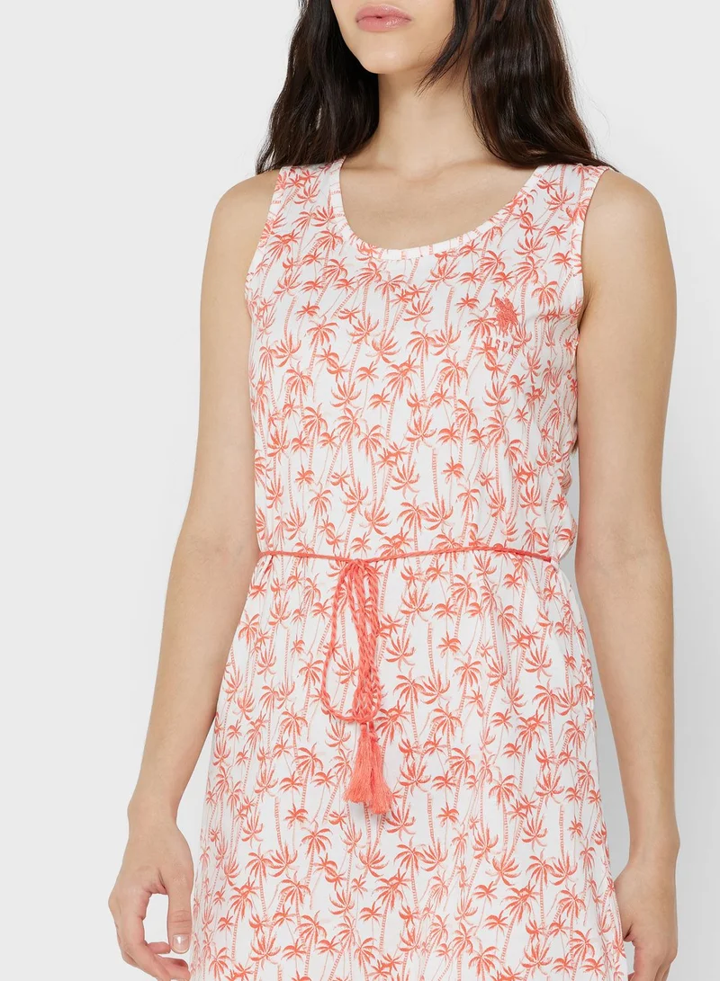 U.S. Polo Assn. Tie Detail Printed Night Dress