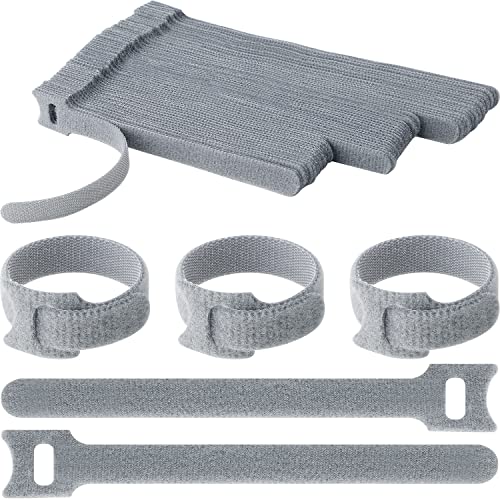 Pasow 60pcs Fastening Microfiber Cloth Cable Ties Wire Management (6/7/8 Inch, Grey) - Image 1