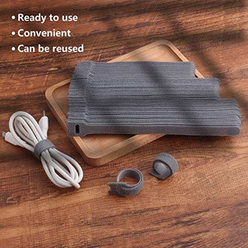 Pasow 60pcs Fastening Microfiber Cloth Cable Ties Wire Management (6/7/8 Inch, Grey) - Image 5