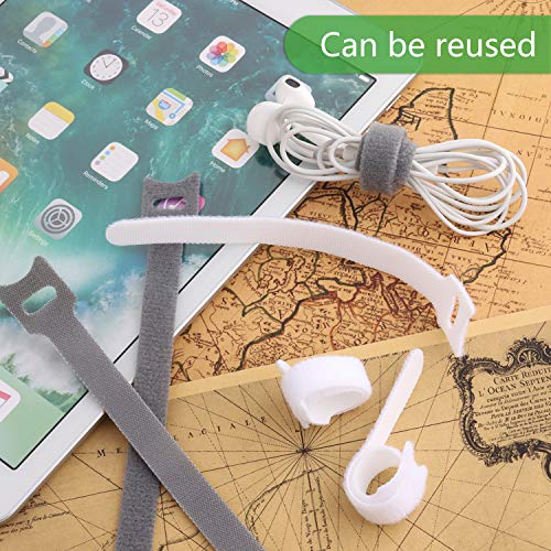 Pasow 60pcs Fastening Microfiber Cloth Cable Ties Wire Management (6/7/8 Inch, Grey) - Image 4