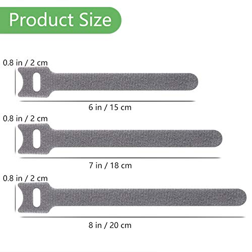 Pasow 60pcs Fastening Microfiber Cloth Cable Ties Wire Management (6/7/8 Inch, Grey) - Image 2