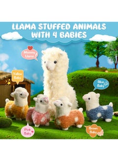 Civaner Civaner Llama Stuffed Animal with 4 Baby Llama Cute Alpaca Plush Set Kawaii Llama Soft Pillow Appreciation Gift Operation Christmas Party Favor for Kids Girl Birthday Anniversary Student Home Decor  - Image 5