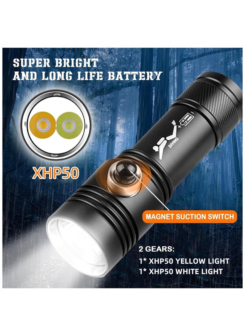 Diving Flashlight 20000 High Lumens Diving Flashlight IPX8 Waterproof Scuba Diving Flashlight Rechargeable Diving Torch for Under Water Deep Sea Cave - Image 1