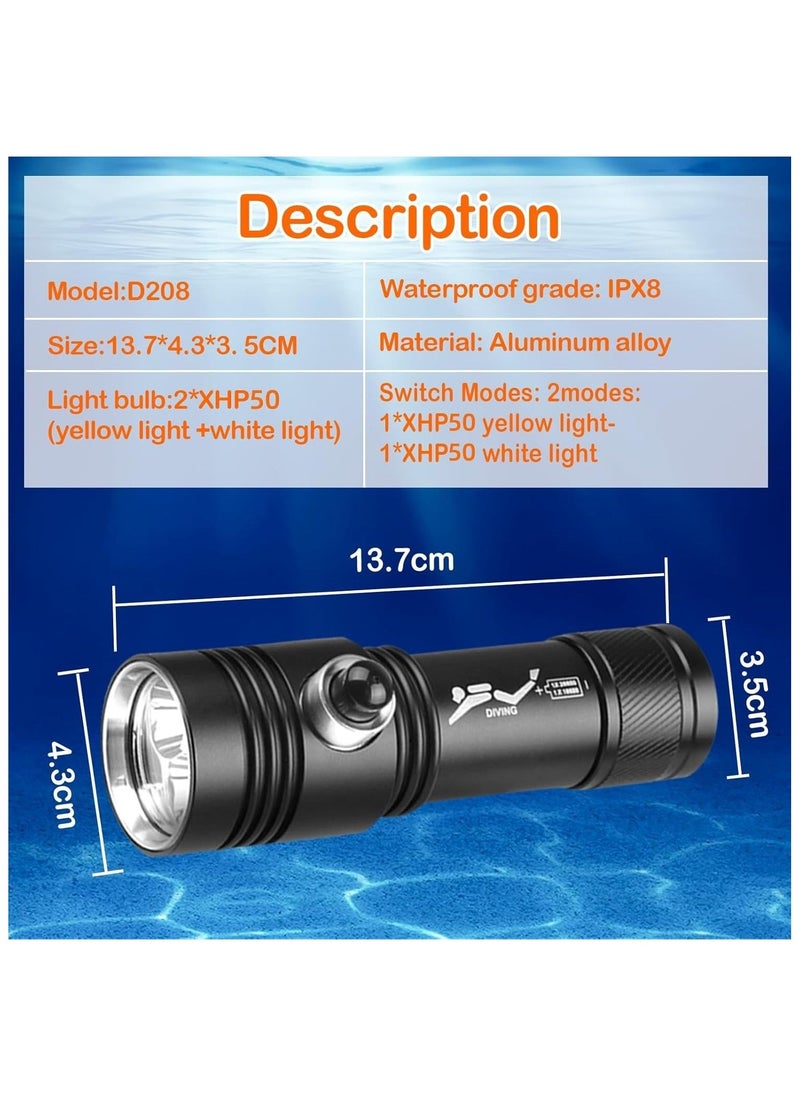 Diving Flashlight 20000 High Lumens Diving Flashlight IPX8 Waterproof Scuba Diving Flashlight Rechargeable Diving Torch for Under Water Deep Sea Cave - Image 5