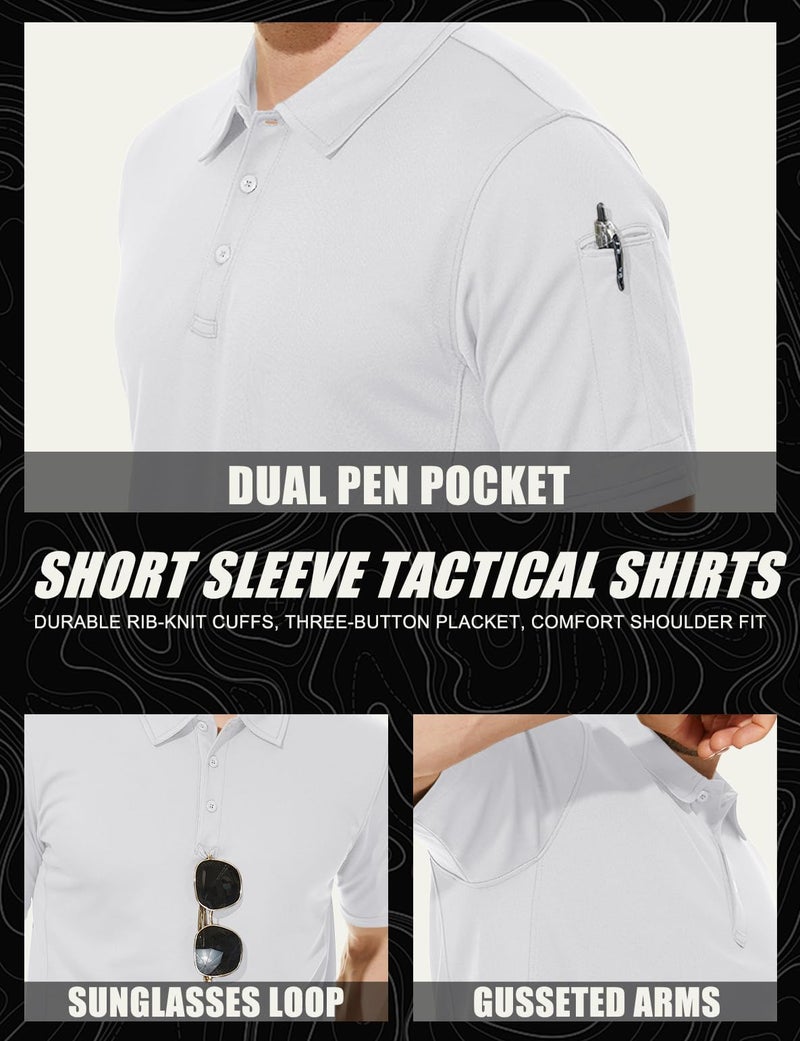 MAGCOMSEN White Polo Shirts for Men Short Sleeve Golf Collared Work Shirts Casual Shirts Quick Dry Summer Shirts M - Image 5