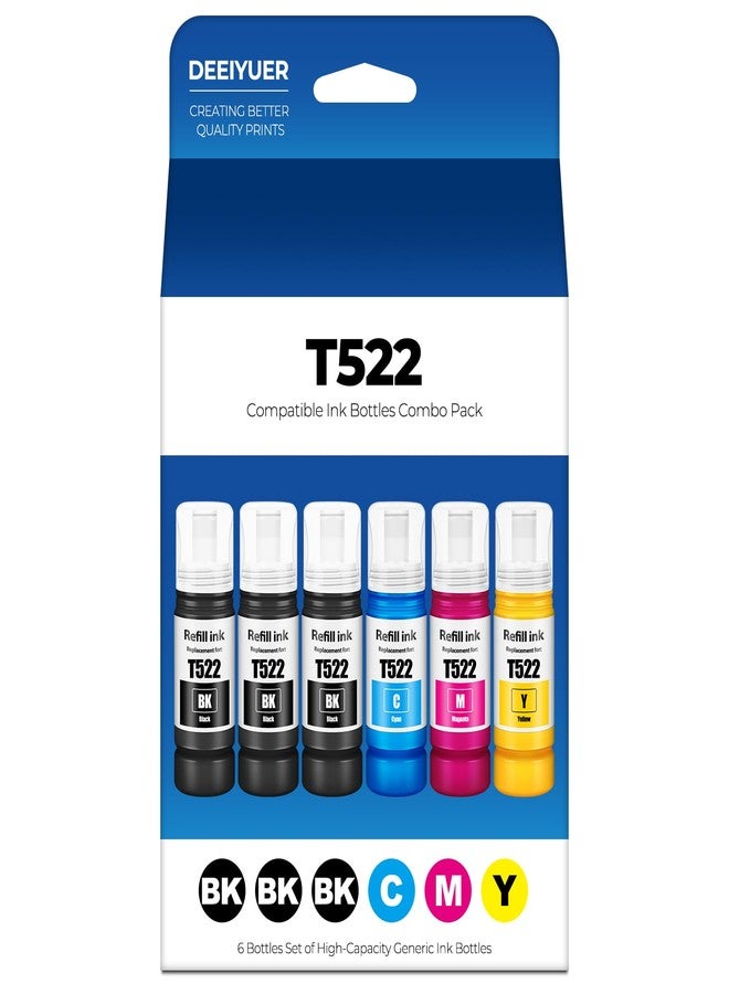 DEEIYUER T522 522 Ink Refill Bottles ET-2800 ET-4800 ET-2400 ET-2803 Replacement for 522 Refill Ink T522 Use for Eco Tank ET-2400 ET-2720 ET-2800 ET-2803 ET-2840 ET-4800 ET-4810 ET 2400 ET 2800 ET 4800 Printer - Image 1