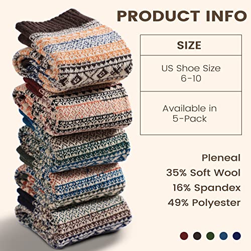 Pleneal Wool Socks for Women - Womens Winter Warm Wool Sock Men Cozy Knit Boots Socks for Women - Image 3