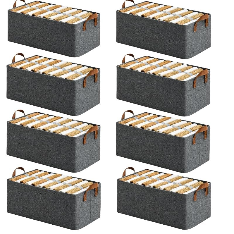 DecoLogy Collapsible Fabric Storage/Cubes Organizer with Handles/Foldable Storage Baskets for Organizing/Toys/Books/Shelves/Closet/Large Storage Box (Wire Cloth Storage Box, 8PCS) - Image 1