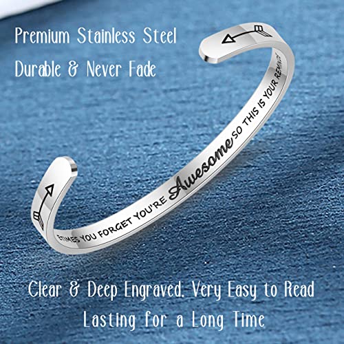 SAM & LORI Inspirational Bracelets for Women Thank You Gifts Coworkers Best Friends Sister Her Social Worker Birthday Teen Cuff Employee Appreciation Teacher Unique Sometimes You Forget You're Awesome - Image 3