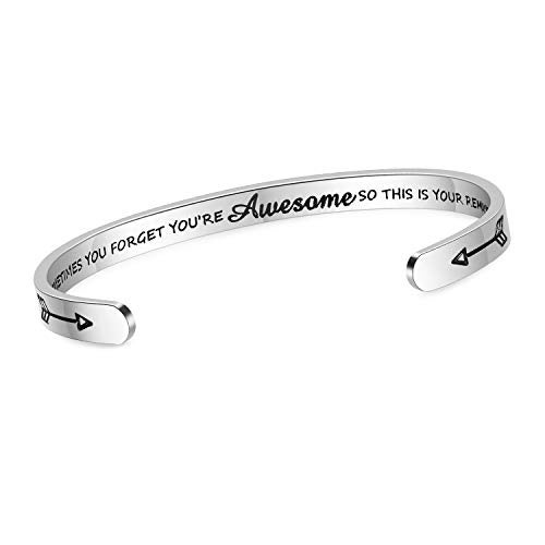 SAM & LORI Inspirational Bracelets for Women Thank You Gifts Coworkers Best Friends Sister Her Social Worker Birthday Teen Cuff Employee Appreciation Teacher Unique Sometimes You Forget You're Awesome - Image 1