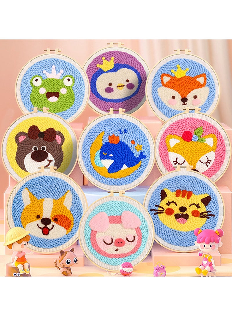 DIY Punch Needle Kit, Cute Cartoon Patterns for Beginners, 20x20cm Hoop Embroidery Punch Needle Beginner Craft Kit, Easy to Make for Adults and Children, Ideal Decorative Gift, Instructions Included (Happy Little Bunny) - Image 2