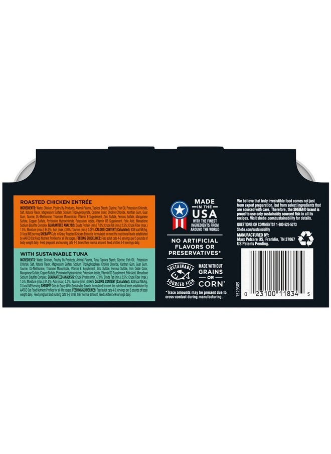 Sheba Perfect Portions Cuts In Gravy Wet Cat Food Trays (12 Count, 24 Servings), Signature Tuna And Roasted Chicken Entrée, Easy Peel TwinPack Trays  - Image 2