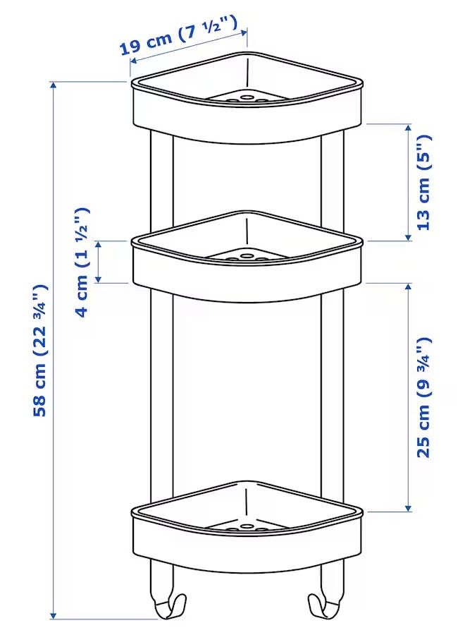 Brogrund Bathroom corner wall shelves made of stainless steel covered with removable plastic for easy cleaning. 58cm - Image 2