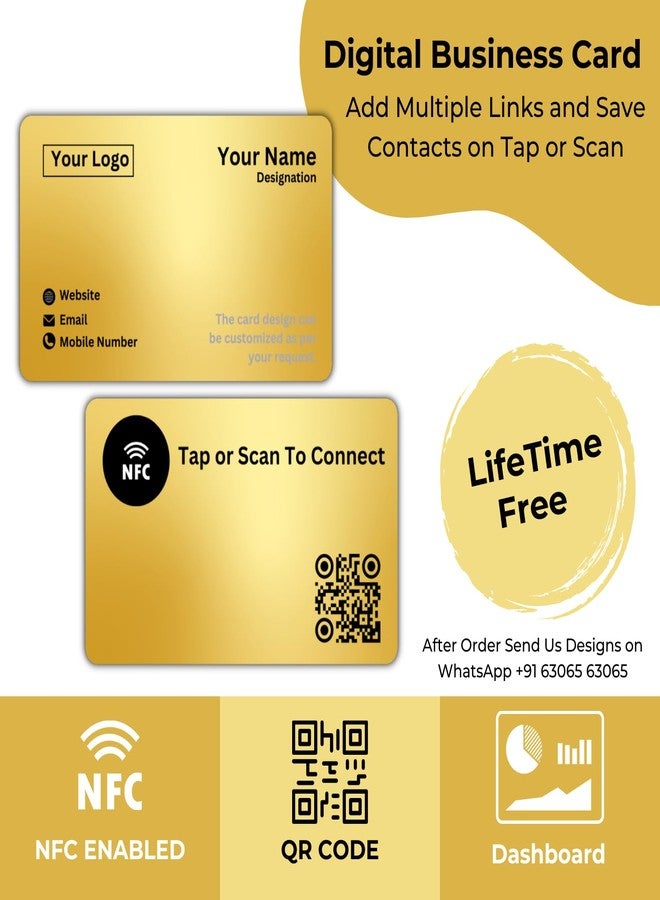 tinydabba NFC & QR-Enabled Business Card | Smart Digital Visiting Card for Instant Contact Sharing | Lifetime Free | Dashboard Access (Custom Golden Metal) - Image 3