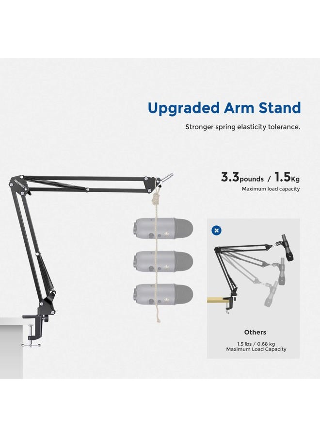 Neewer Microphone Arm Stand, Suspension Boom Scissor Mic Arm Stand with 3/8” to 5/8” Screw and Cable Ties Compatible with Blue Yeti, Snowball, Yeti X, Quadcast and Other Mics, Max Load 1.5kg - Image 4