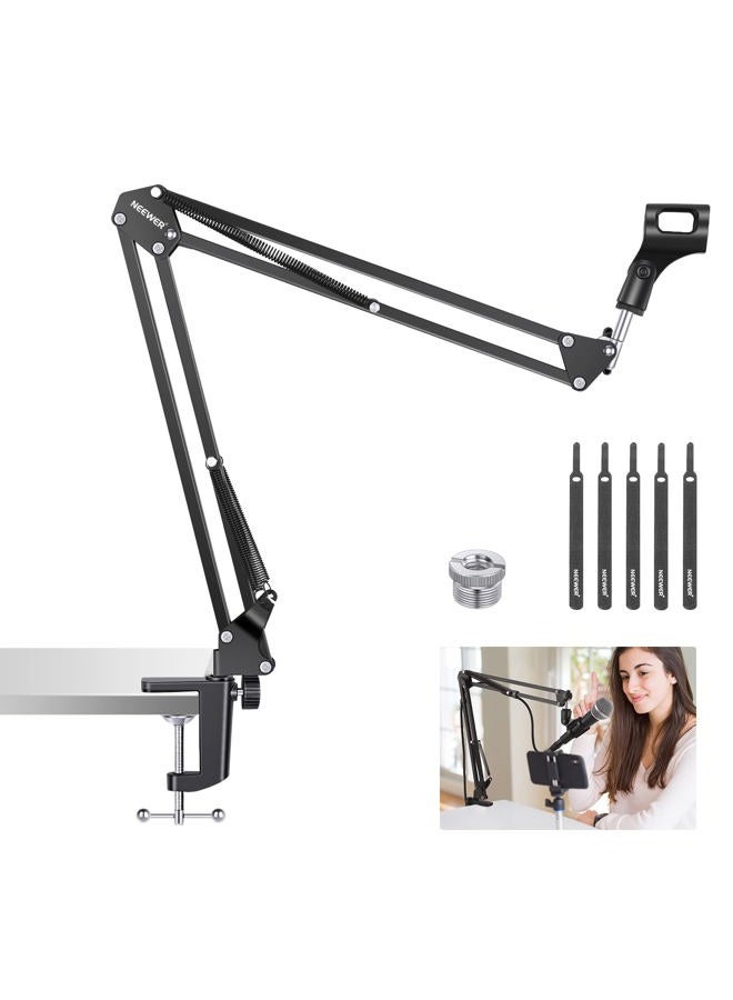Neewer Microphone Arm Stand, Suspension Boom Scissor Mic Arm Stand with 3/8” to 5/8” Screw and Cable Ties Compatible with Blue Yeti, Snowball, Yeti X, Quadcast and Other Mics, Max Load 1.5kg - Image 1