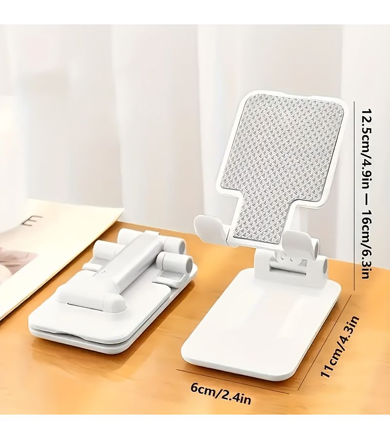 White Adjustable Portable Phone Stand 2pcs For Desk Tablet Mount - Image 2