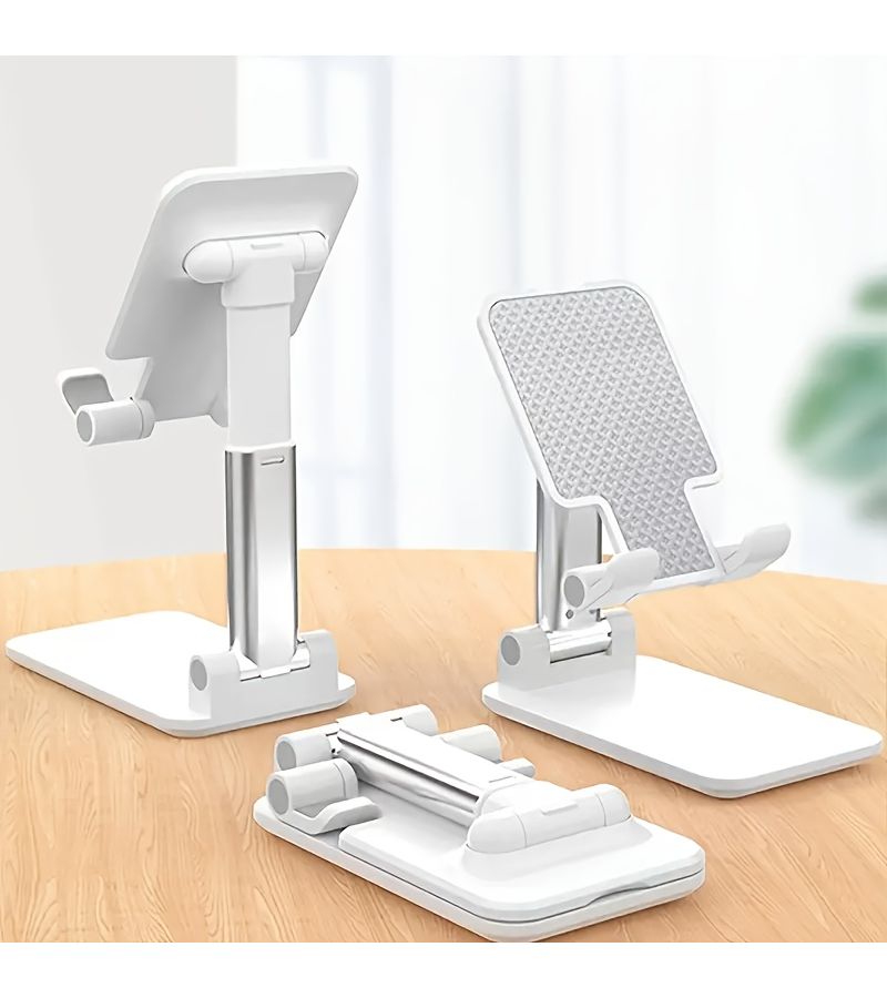 White Adjustable Portable Phone Stand 2pcs For Desk Tablet Mount - Image 1