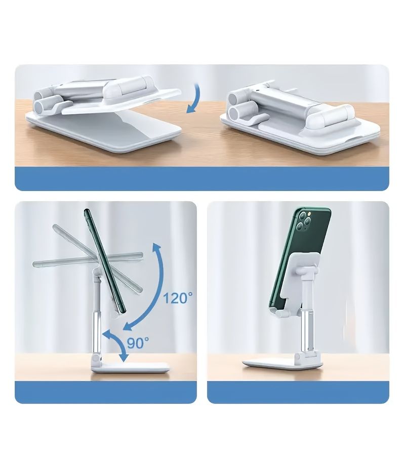 White Adjustable Portable Phone Stand 2pcs For Desk Tablet Mount - Image 5