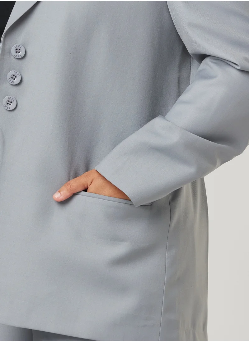 IZEL Grey Back Dart Two-piece Suit Set with pants