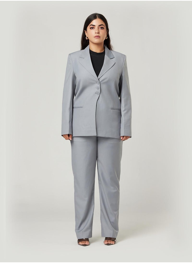 IZEL Grey Back Dart Two-piece Suit Set with pants  - Image 2