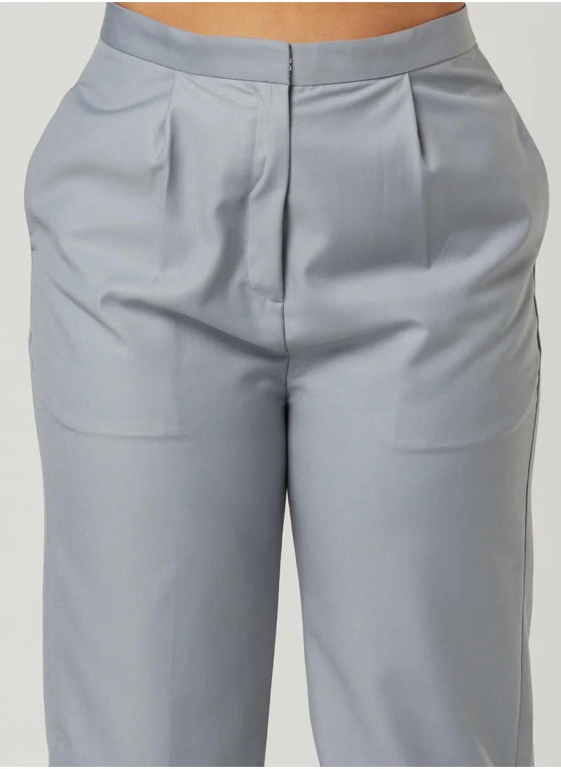 IZEL Grey Back Dart Two-piece Suit Set with pants