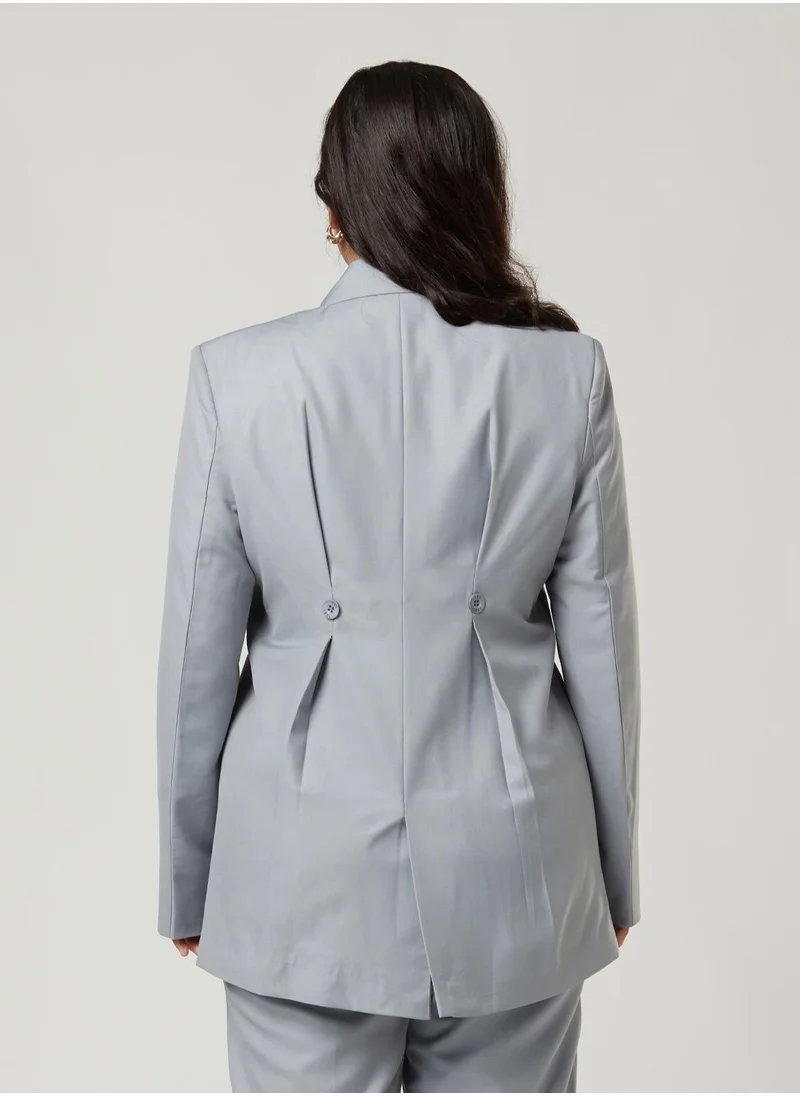 IZEL Grey Back Dart Two-piece Suit Set with pants