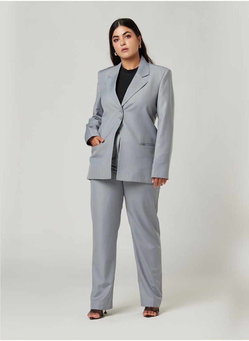 IZEL Grey Back Dart Two-piece Suit Set with pants  - Image 1
