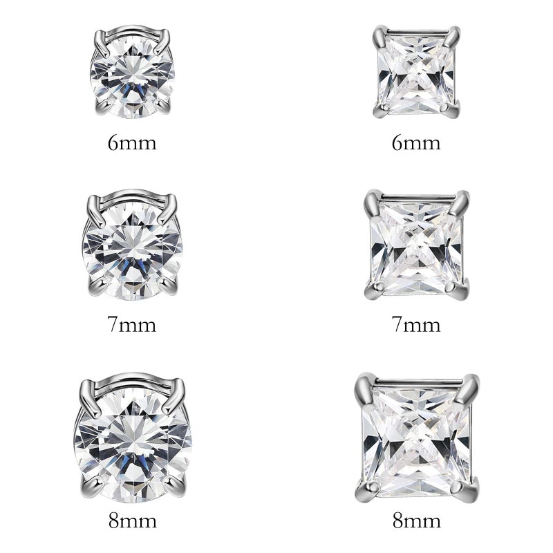 NEWITIN 6 Pairs Stainless Steel Magnetic Stud Earrings for Men Clip on Earring Magnetic Earring Unisex Non Piercing CZ Magnet Studs Diamond Earrings for Women Men - Image 2