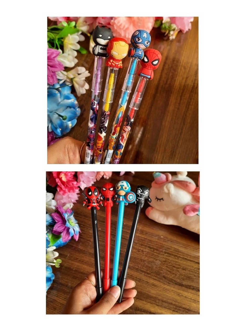 DELITE Non Sharpening Pencils   gel pen pack of 4 pencils  4 pens Avenger actionhero Superhero Design Colors Birthday Gift Return Gifts for Kids Cartoon Spiderman - Image 1