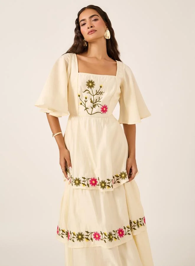 Styli Floral Tiered Dress