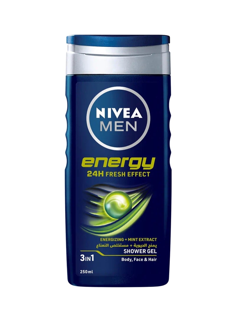Men Energy 24h Fresh Effect Shower Gel For Body Face And Hair 250 ML