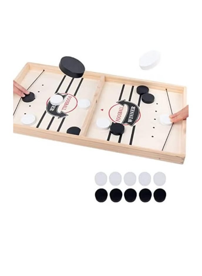 DIRUQSD لعبة الهوكي، لعبة خشبية سريعة الرافعة لمباراة الصولجان، لعبة الصولجان السريعة، لعبة لوحة الهوكي، مجموعة رقعة الشطرنج المحمولة 2 في 1، ألعاب الحفلات، لعبة سطح المكتب للطاولة