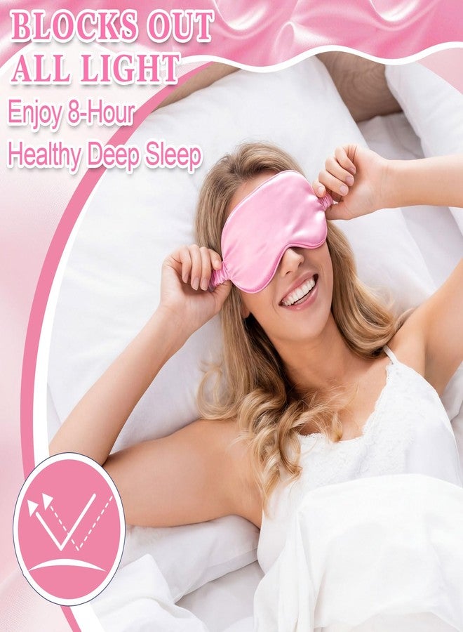 Cutecrop 12 Pcs Silk Sleep Masks Soft Satin Eye Masks with Adjustable Elastic Strap for Sleeping Comfortable Blindfold Eyeshade for Women Men Nap Night Travel Gifts (Pink - Image 4