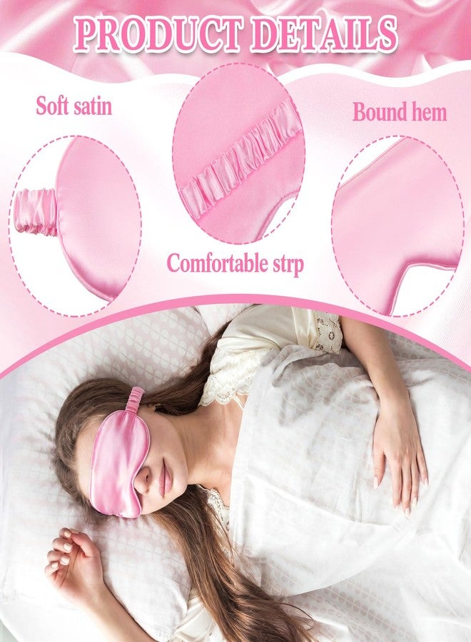Cutecrop 12 Pcs Silk Sleep Masks Soft Satin Eye Masks with Adjustable Elastic Strap for Sleeping Comfortable Blindfold Eyeshade for Women Men Nap Night Travel Gifts (Pink - Image 3