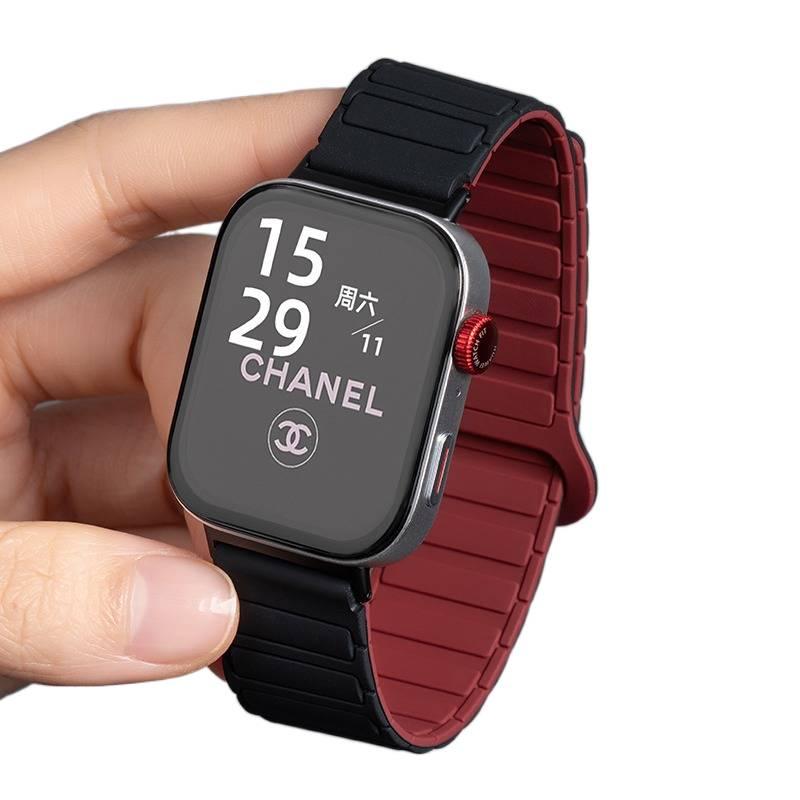 سوار ساعة ذكية سوار رياضي من السيليكون متوافق مع Apple Watch 42/44/45/49mm بملاءمة قابلة للتعديل وحزام بديل للاستخدام اليومي باللون أسود قابل للتعديل - Lilac Ribbon - Image 1