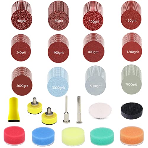 CTPICXM 1inch Sandpaper 40-7000grit Sanding Disc with Shank Backer Plate and Soft Foam Buffering Pad Grinding Abrasive Sponge Sanding Disc Pad Kit for Wood Metal Mirror Jewelry Car 132PCS - Image 1