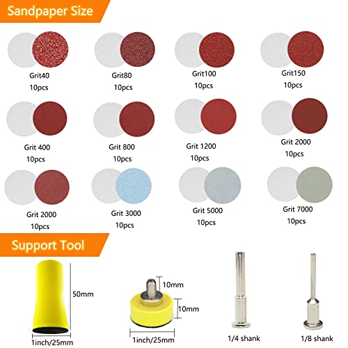 CTPICXM 1inch Sandpaper 40-7000grit Sanding Disc with Shank Backer Plate and Soft Foam Buffering Pad Grinding Abrasive Sponge Sanding Disc Pad Kit for Wood Metal Mirror Jewelry Car 132PCS - Image 2