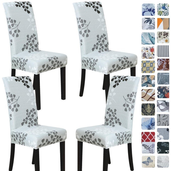 Chair Covers for Dining Room Set of 4 Stretch Dining Chair Cover Washable Spandex Kitchen Parsons Chair Slipcovers Removable Seat Protector for Home or Party 4 Pack Byron Palm