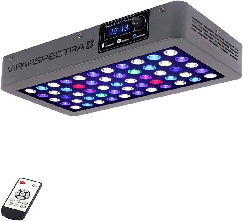 VIPARSPECTRA 165W LED Aquarium Light Dimmable Full Spectrum LED Reef Lights for Coral Saltwater Fish Tank, Remote/Timer Control, Programmable Auto On/Off, Blue/White Dual Channel Brightness 0-100% - Image 1