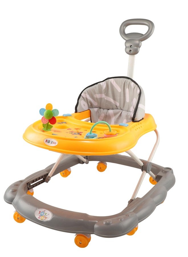 JoyRide Kidzoo BabyGo Walker Compact Foldable Activity Walker Adjustable Height Parental Handle for Boys|Girls Age 6+ Months Yellow - Image 1