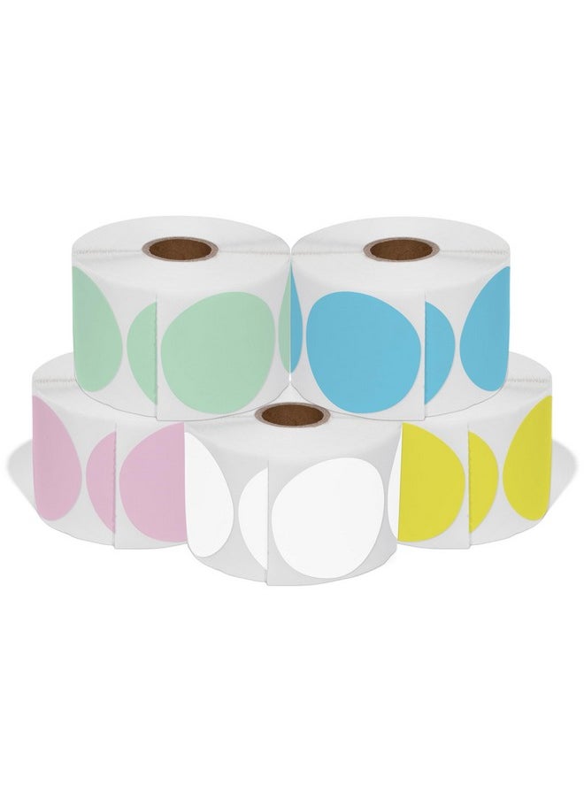 Spartan Industrial 2" Direct Thermal Multicolored Labels | Sticker Labels Perforated Custom Circle Stickers | Logo Labels - Works With Rollo, Zebra, Munbyn Desktop Printers - 5 Rolls, 750/Roll  - Image 1