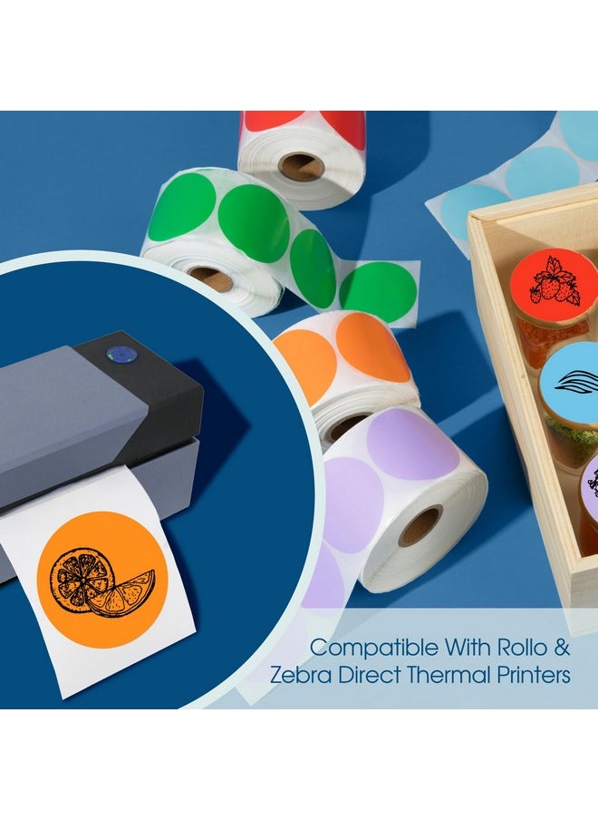 Spartan Industrial 2" Direct Thermal Multicolored Labels | Sticker Labels Perforated Custom Circle Stickers | Logo Labels - Works With Rollo, Zebra, Munbyn Desktop Printers - 5 Rolls, 750/Roll  - Image 5