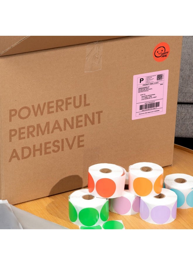 Spartan Industrial 2" Direct Thermal Multicolored Labels | Sticker Labels Perforated Custom Circle Stickers | Logo Labels - Works With Rollo, Zebra, Munbyn Desktop Printers - 5 Rolls, 750/Roll  - Image 4