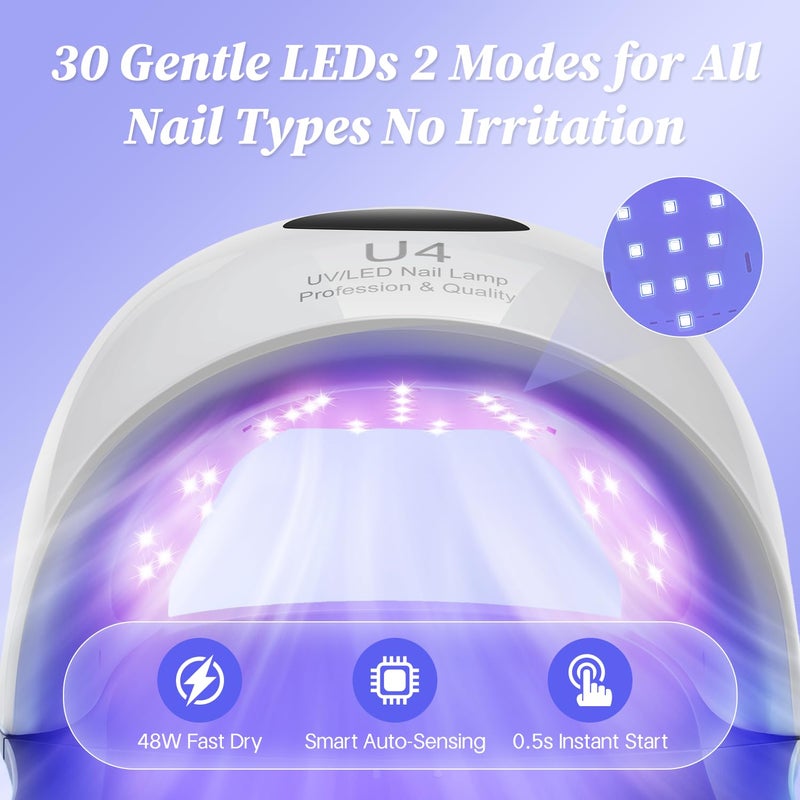 Jazalz UV LED Nail Lamp,2 in 1 48W Nail Dryer for Gel Nail Polish UV Light,Machine Nail Art Tools for Hand Feet,30 LEDs with 3 Timer Settings for Salon and Home - Image 4