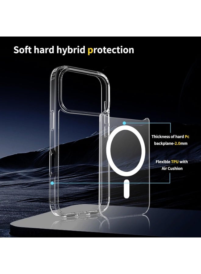 YJS Clear MagSafe Case for iPhone 17 Pro, [Non-Yellowing][Reinforced Corners] Wireless Charging Shockproof Bumper Protective Phone Case - Image 4