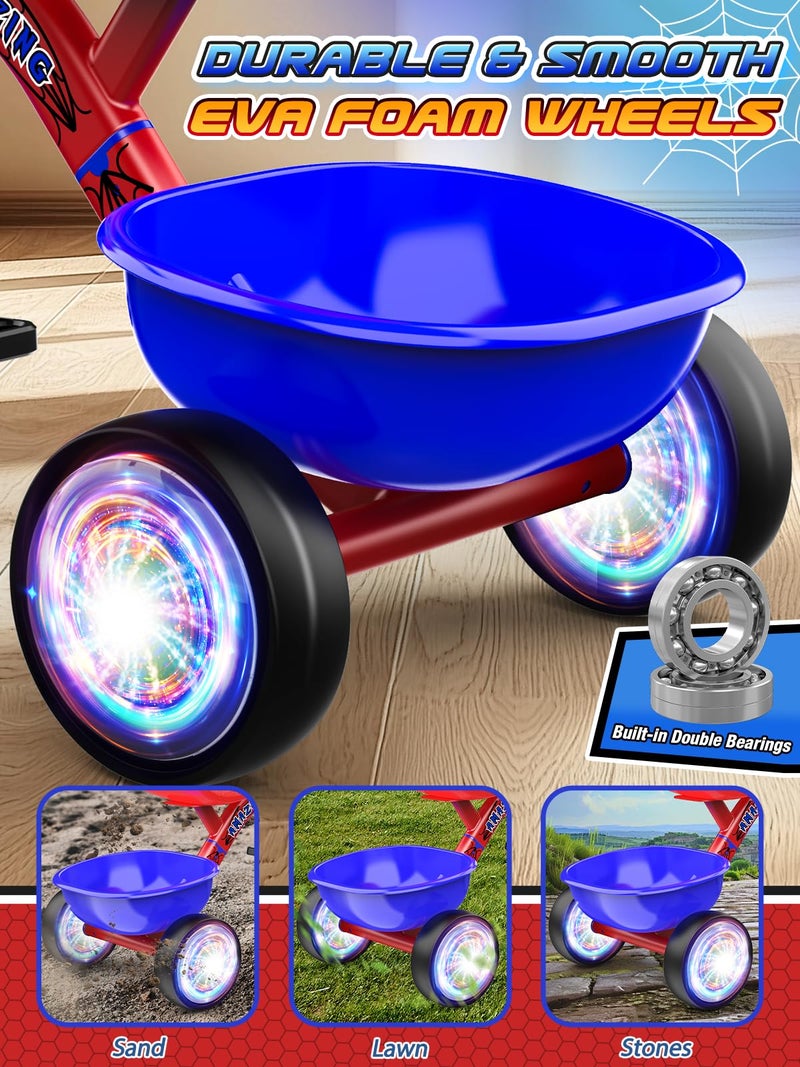Ackarido Tricycle for Toddlers 1-3 3-5 Year Olds, Spider Toddler Bike Baby Balance Bike with Colorful Lighting Wheels & Large Basket, Birthday Gift and Toy for 1 2 3 4 5 Year Olds Boys and Girls - Image 3