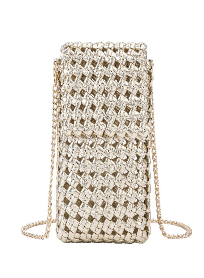 PHILOMENA Boho Crochet Small Crossbody Bag for Women Cell Phone Purse Lightweight Cute Summer Knit Beach Purse for Vacation Travel (Gold) - Image 1