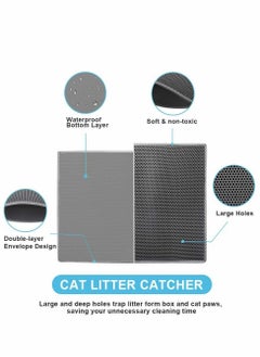 Excefore Cat Litter Mat Litter Trapping Mat,Honeycomb Double Layer Design Waterproof Urine Proof Trapper Mat for Litter Boxes, Large Size Easy Clean Scatter Control, 24” X 18”  - Image 2